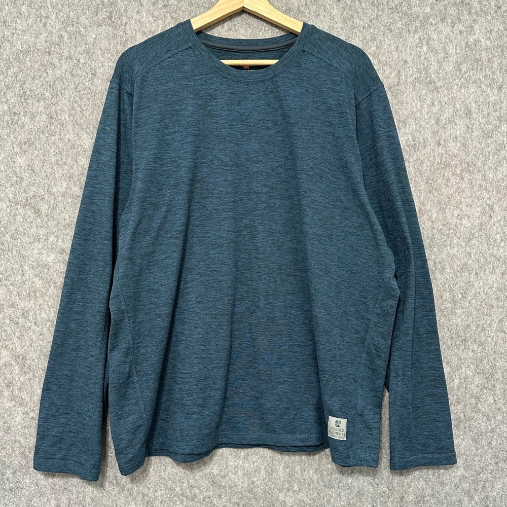 Rugged Elements Men Blue Long Sleeve Crewneck Pullover Shirt XL Durable‎ Utility